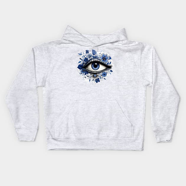 Sparkling Blue Eye Kids Hoodie by Liana Campbell